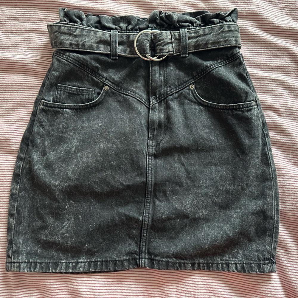 High-waisted denim skirt